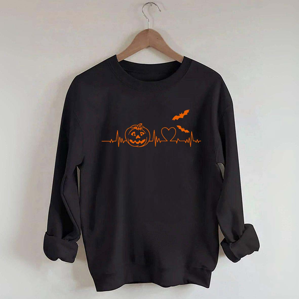Halloween Pumpkin Heartbeat Funny Sweatshirt