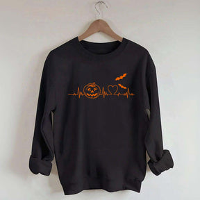 Halloween Pumpkin Heartbeat Funny Sweatshirt