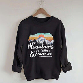 Retro Mountains Are Calling Hiking Camping Sweatshirt