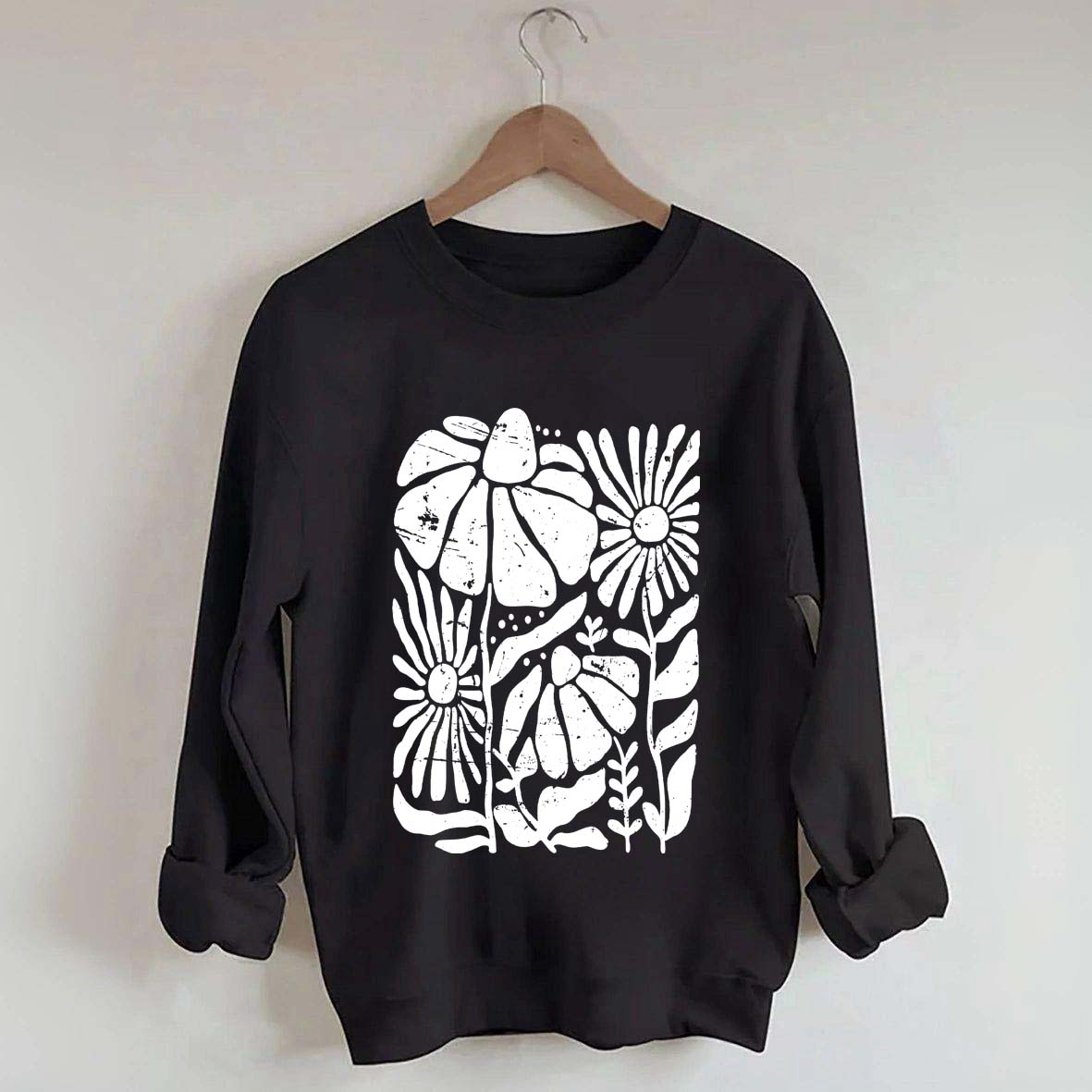 Boho Wildflowers Distressed Flowers Sweatshirt