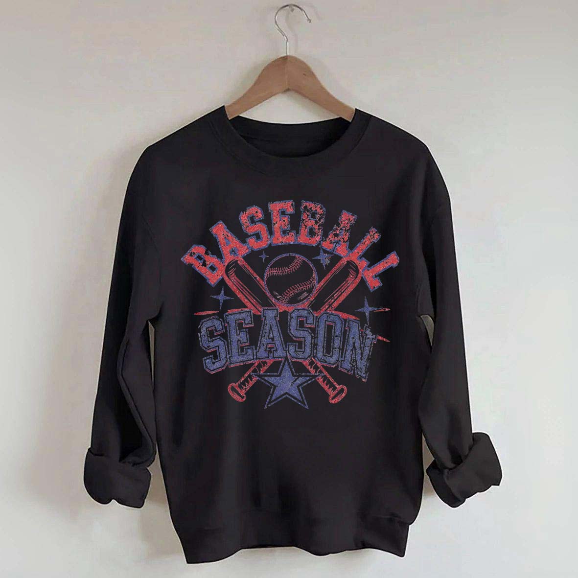 Baseball Season Retro Checkered Sweatshirt