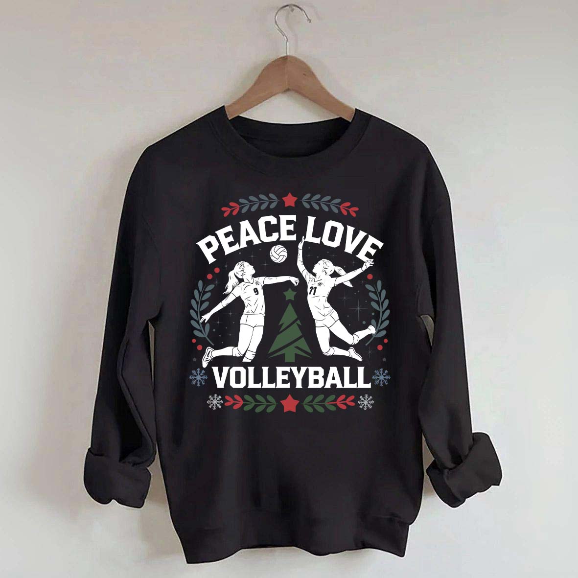 Peace Love Volleyball Christmas Sweatshirt