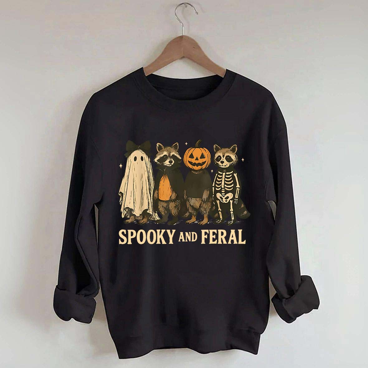 Cute Spooky and Feral Raccoon Sweatshirt