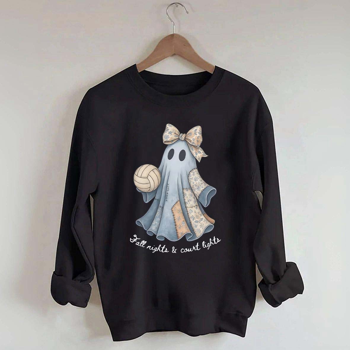 Retro Patchwork Ghost Volleyball Sweatshirt