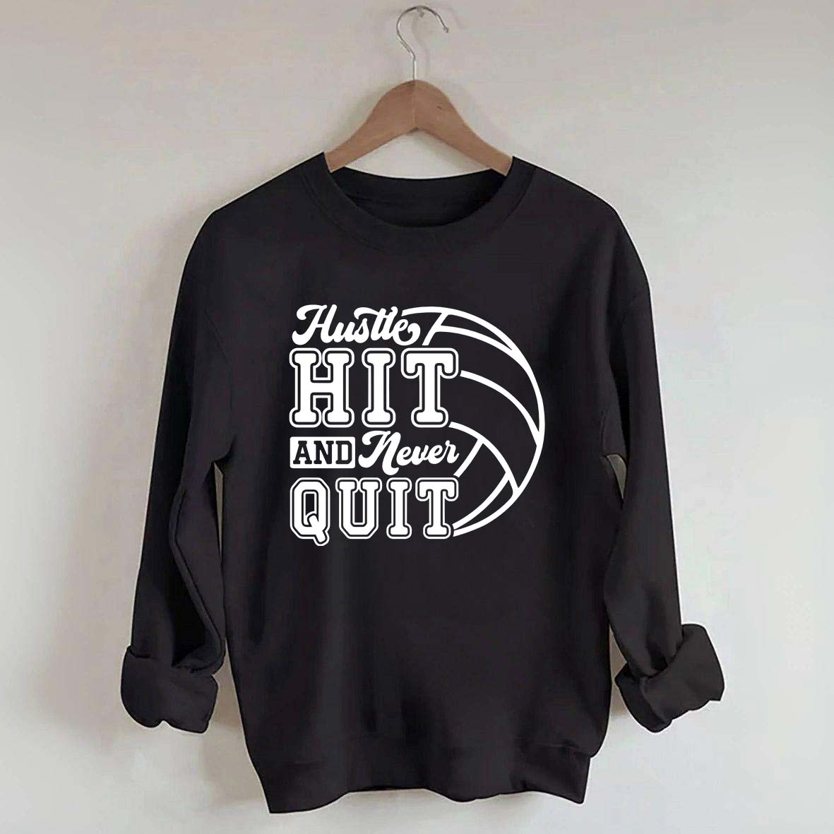 Hustle Never Quit Gameday Games Practice Fan Sweatshirt