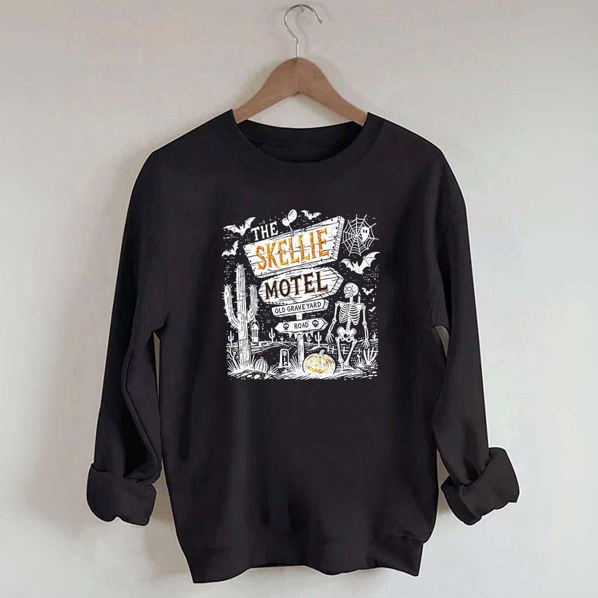 Skellie Motel Funny Halloween Trendy Sweatshirt