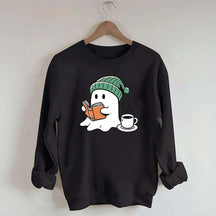 Winter Ghost Reading Book Coffee Sweatshirt