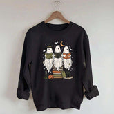Boo Ghost Reading Books Halloween Sweatshirt