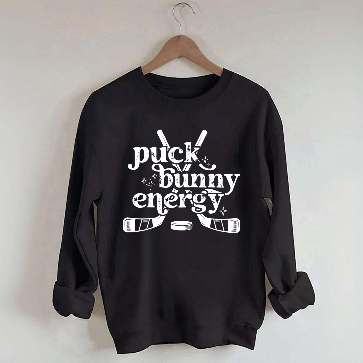 Puck Bunny Energy Retro Hockey Sweatshirt