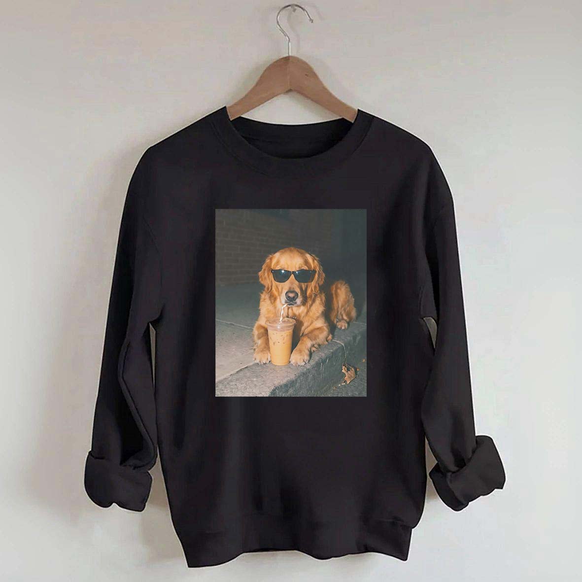 Golden Retriever Drinking Iced Coffee Sweatshirt