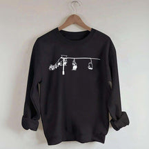 Minimal Mountain Skiing Lift Sweatshirt