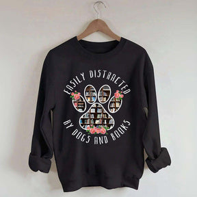 Easily Distracted Dogs And Books Librarian Sweatshirt