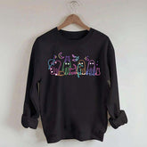 Cute Neon Halloween Ghost Cats Sweatshirt