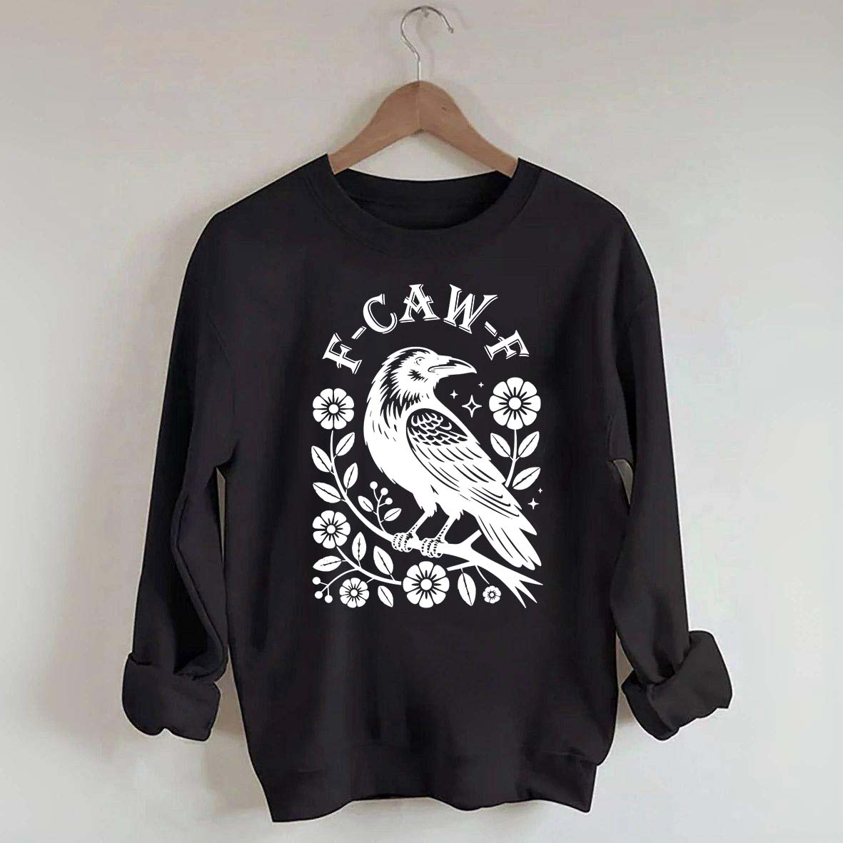 F-Caw-F Wildflowers Black Bird Sweatshirt