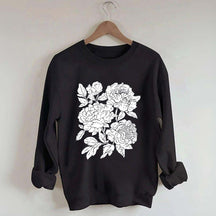 Vintage Linocut Flower Boho Botanical Sweatshirt