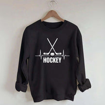 Hockey Sticks & Puck Heartbeat Graphic Sweatshirt