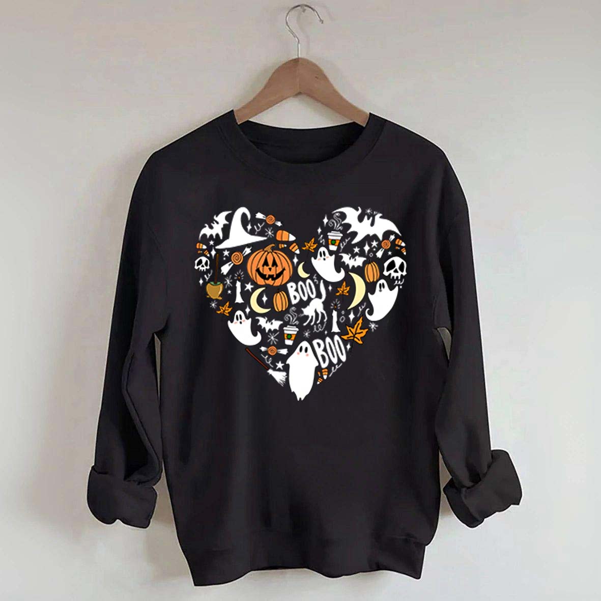 Happy Halloween Doodles Heart Sweatshirt