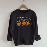 Retro Skeleton Fall Black Cat Pumpkin Sweatshirt