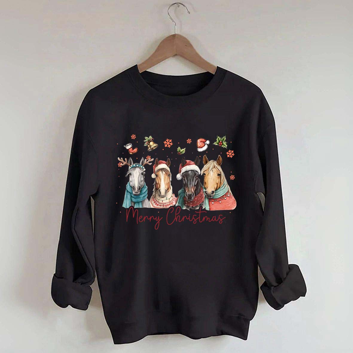 Festive Horse Quartet Christmas Sweatshirt