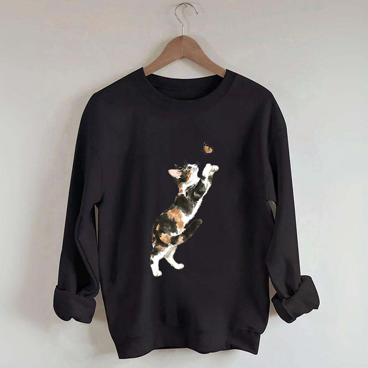 Cute Cat and Butterfly Sweatshirt