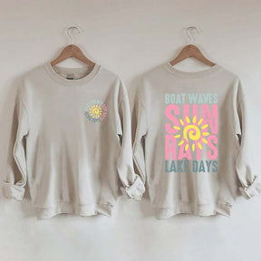 Boat Waves Sun Rays Lake Days Sweatshirt