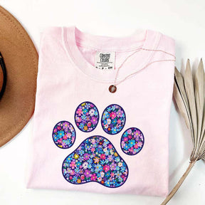 Comfort Colors Floral Paw Print T-Shirt