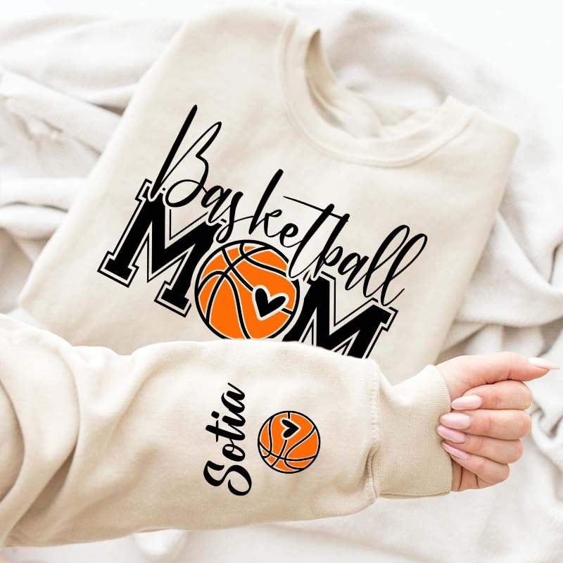 Custom Basketball Mom Cute Heart Sweatshirt