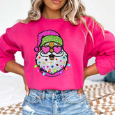 Trendy Pink Santa With Sunglasses Sweatshirt