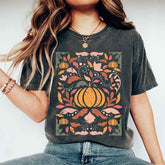 Boho Floral Pumpkin Fall T-Shirt