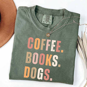 Coffee Books Dogs T-Shirt