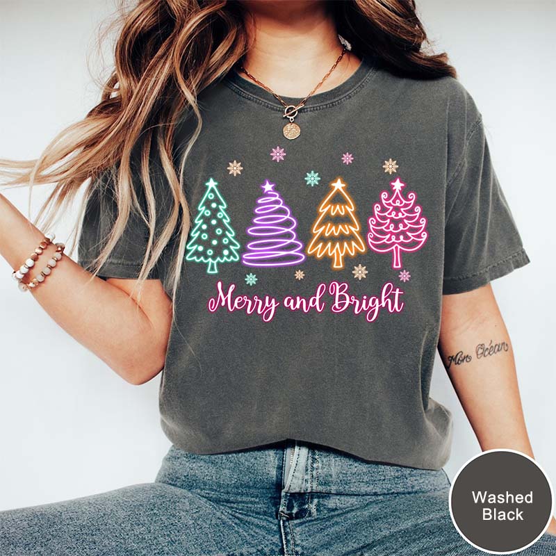Merry and Bright Neon Christmas T-Shirt