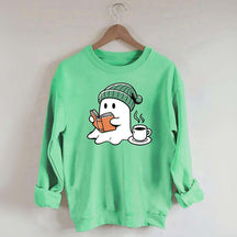 Winter Ghost Reading Book Coffee Sweatshirt