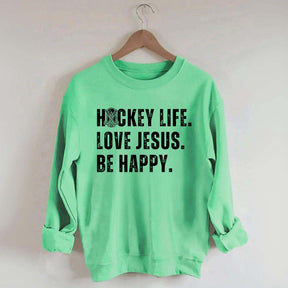 Comfort Colors Hockey Life Love Jesus Sweatshirt