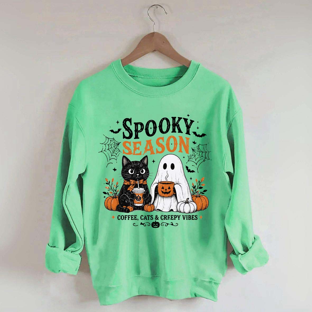 Spooky Season Coffee Cats & Creepy Vibes Sweatshirt
