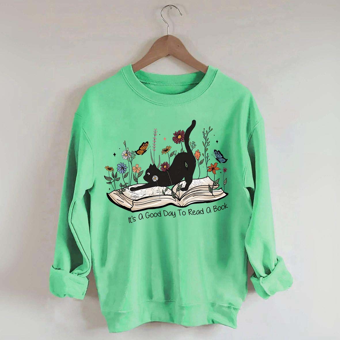 It¡¯s A Good Day To Read A Book Black Cat Sweatshirt