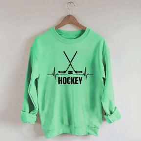 Hockey Sticks & Puck Heartbeat Graphic Sweatshirt