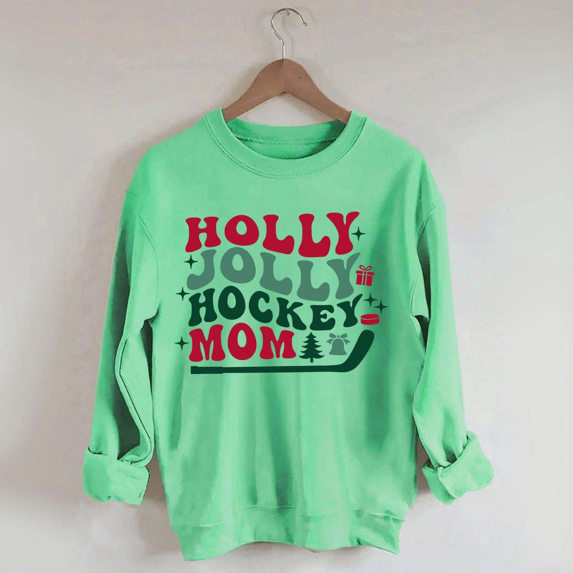 Holly Jolly Hockey Mom Christmas Sweatshirt