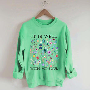 It Is Well Floral Religous Wildflowers Sweatshirt