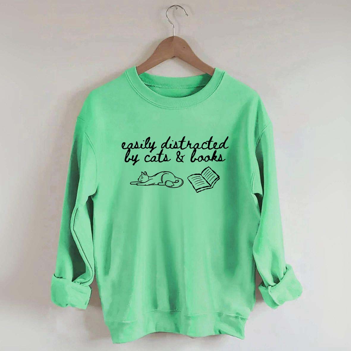 Easily Distracted by Cats and Books Mom Sweatshirt