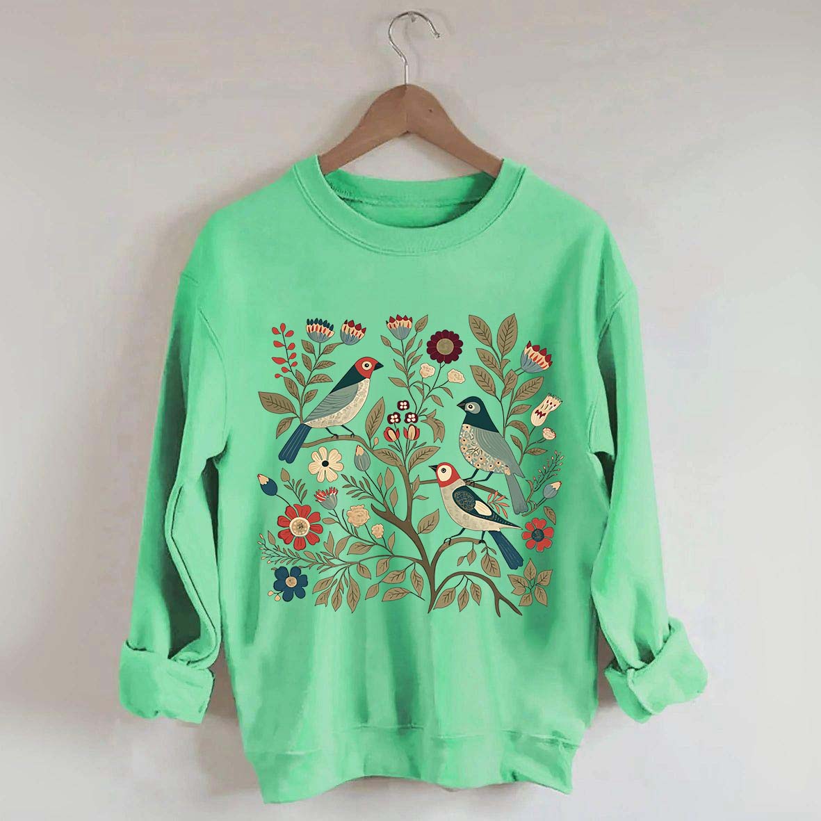 Cottagecore Birds and Flowers  Sweatshirt