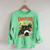 Vampurr Bites Again Halloween Black Cat Sweatshirt