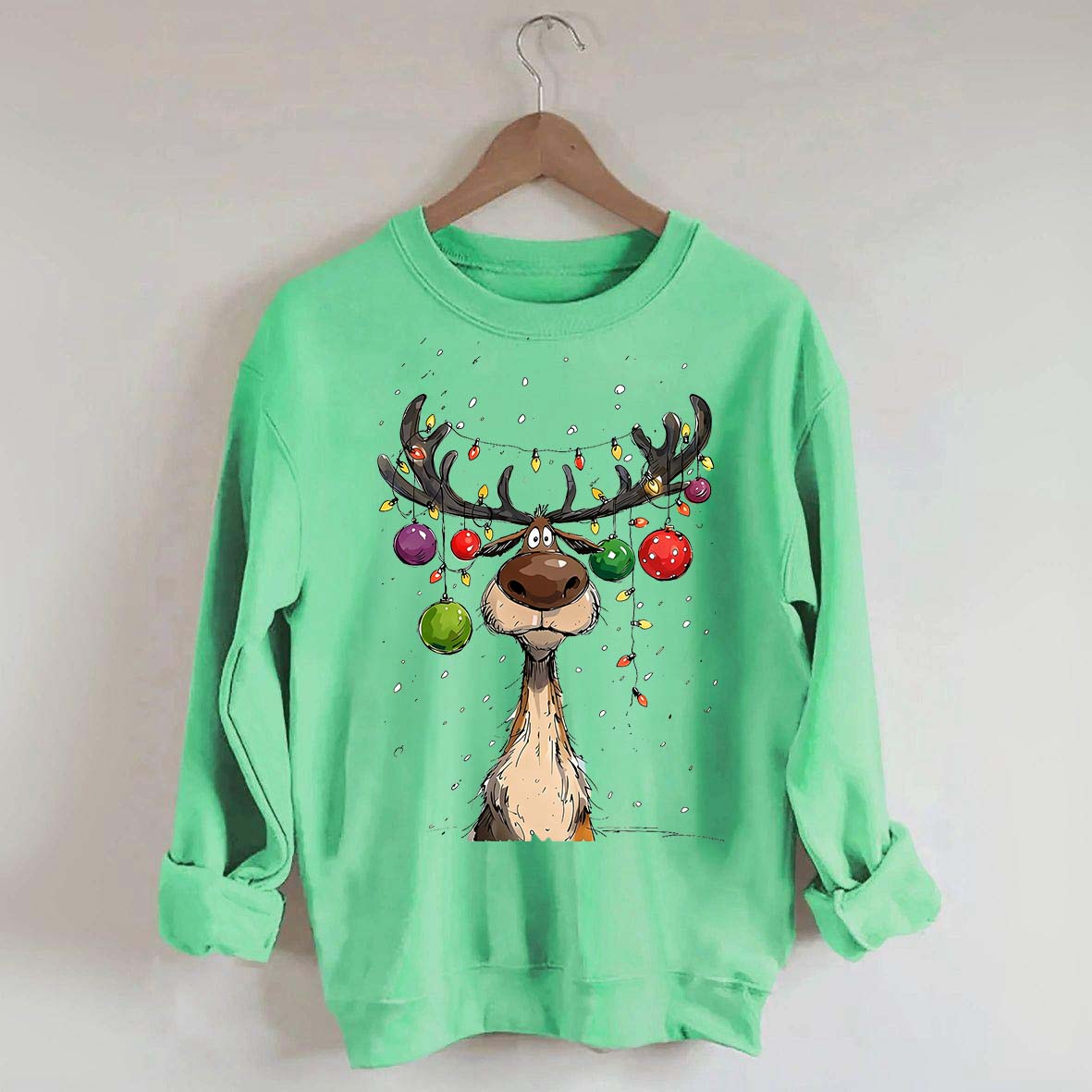 Vintage Reindeer Christmas Light Xmas Sweatshirt