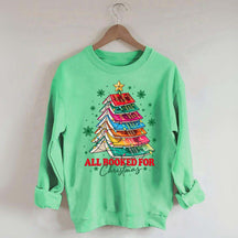 Cute All Booked For Christmas Tree Sweatshirt