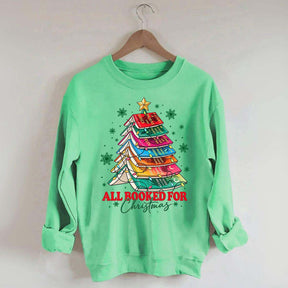 Cute All Booked For Christmas Tree Sweatshirt
