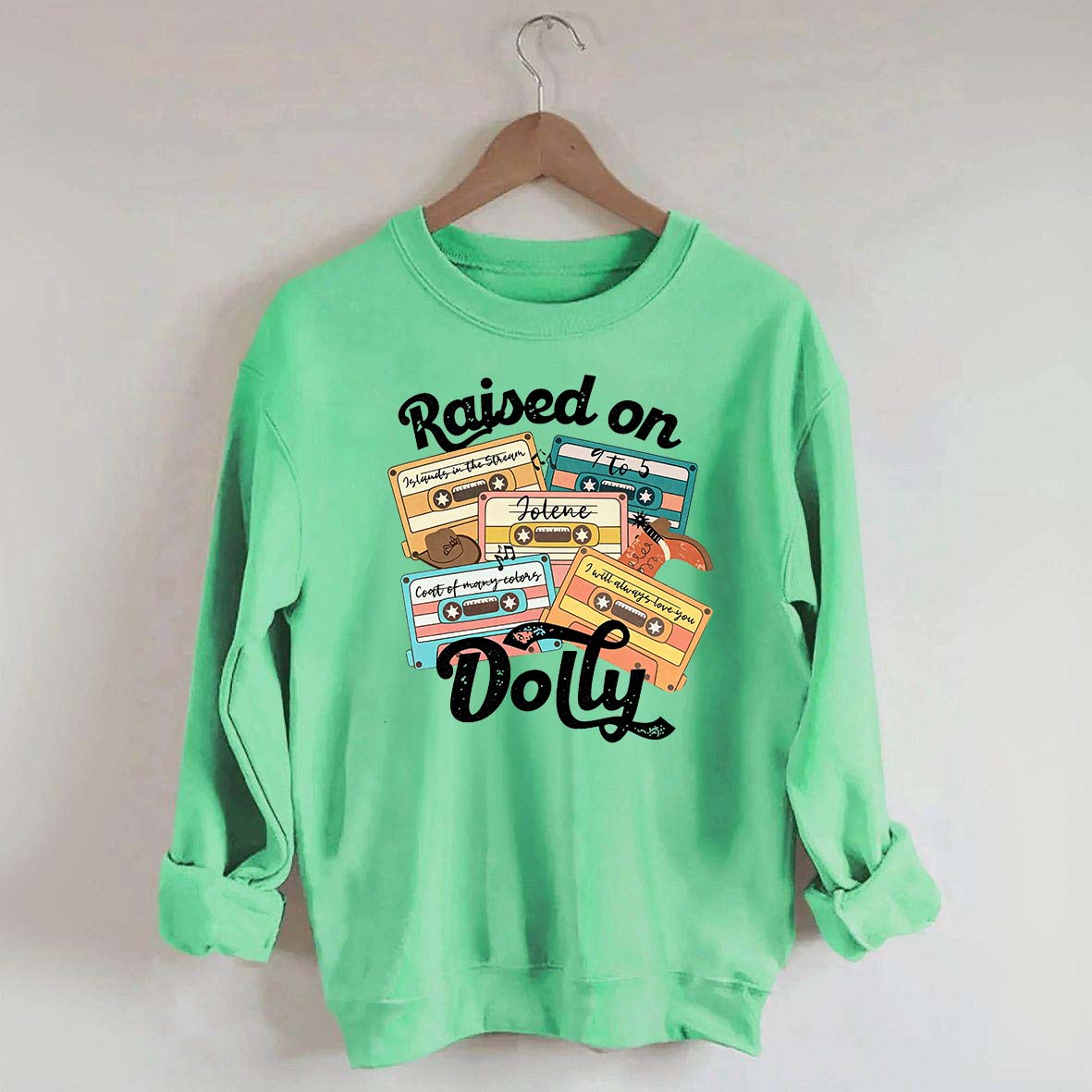 Raised On Dolly Retro Cassette Music Sweatshirt