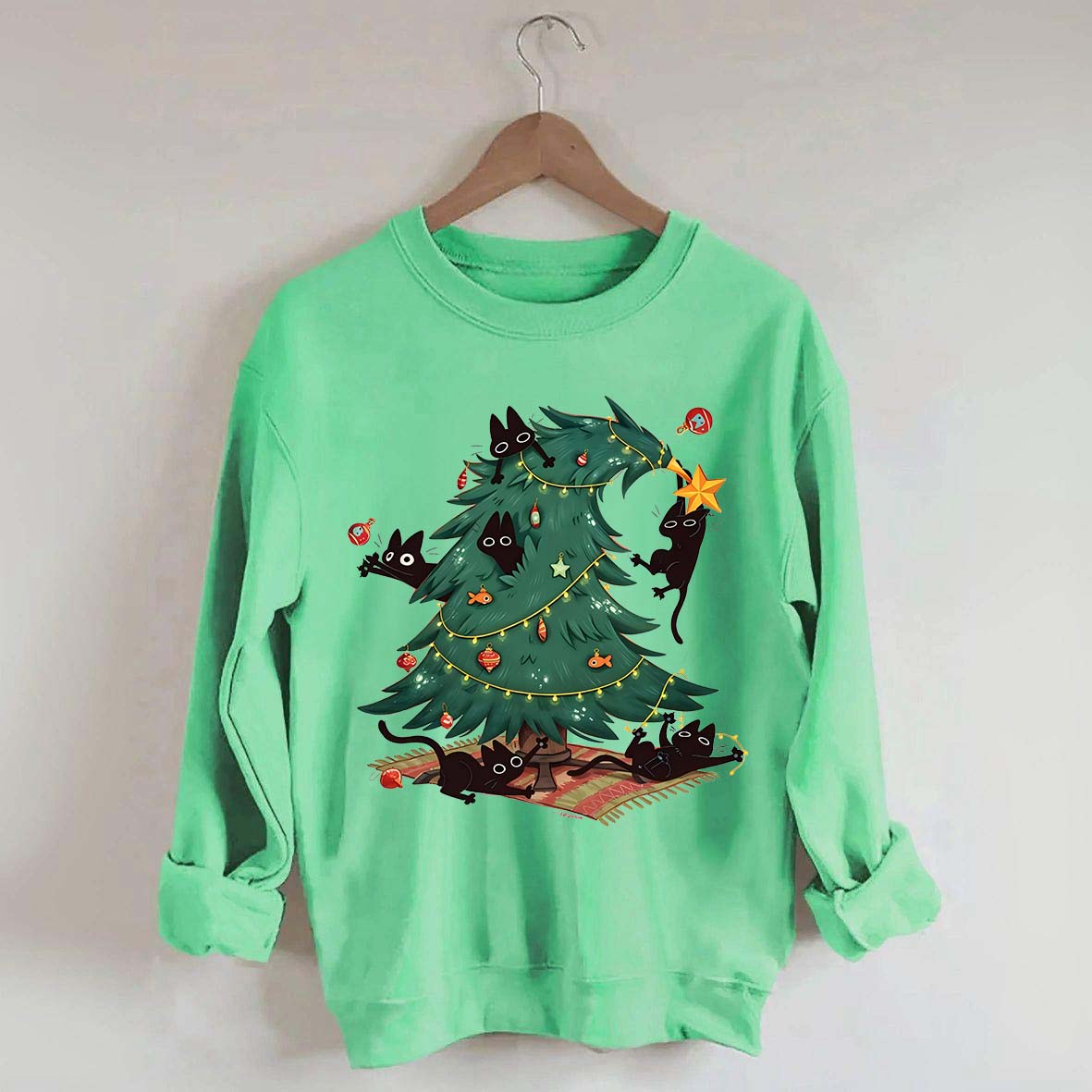 Christmas Tree And Cat Owner Sweatshirt