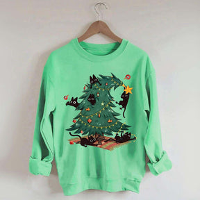Christmas Tree And Cat Owner Sweatshirt