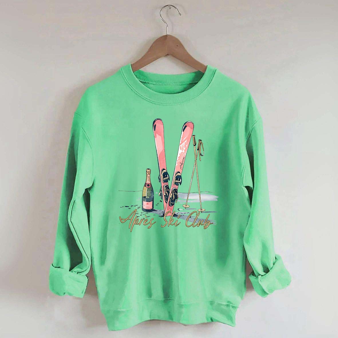 Apres Ski Champagner Skifahrer Sweatshirt