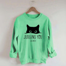 Judging You Silently Black Cat Sweatshirt