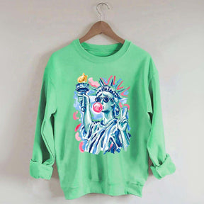 Preppy Statue of Liberty Blowing Bubble Gum Sweatshirt